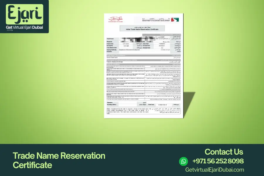 Trade Name Reservation Certificate